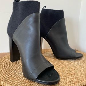 VINCE peep toe leather booties